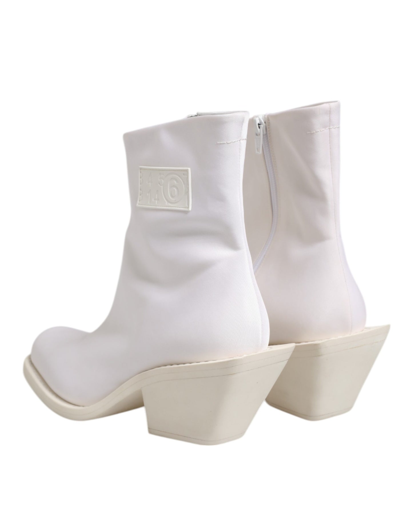 Maison Margiela White Square Heel Zip Ankle Boots Shoes