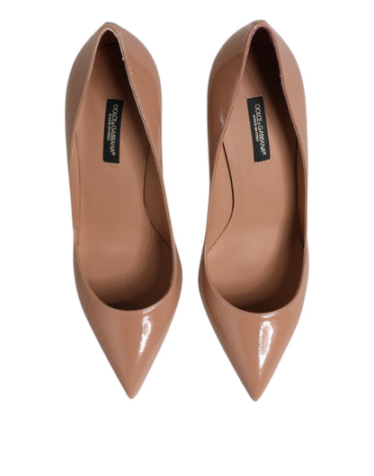 Dolce & Gabbana Beige Patent Leather Stiletto Heel Pump Shoes