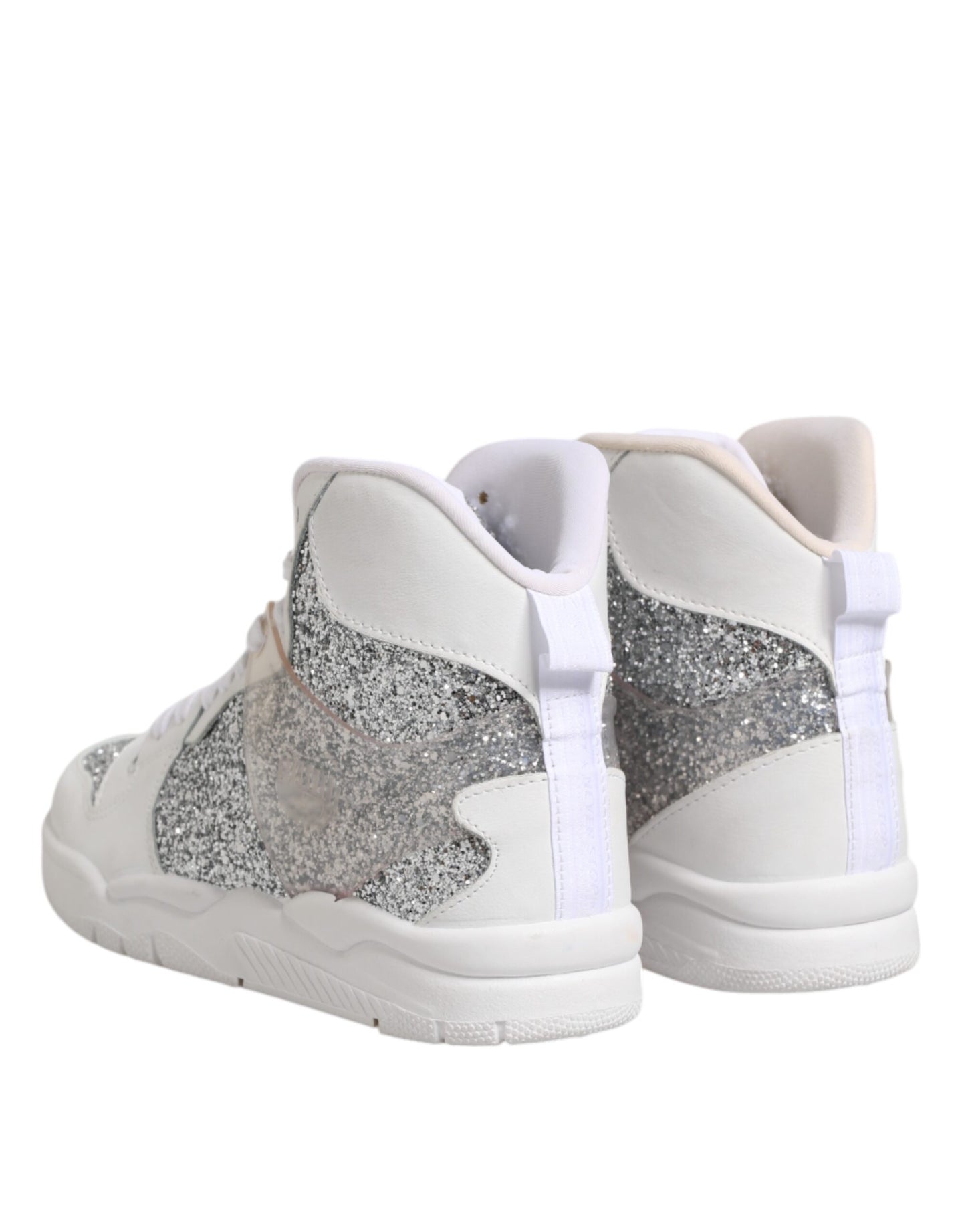 Chiara Ferragni White Silver High Top Women Sneakers Shoes