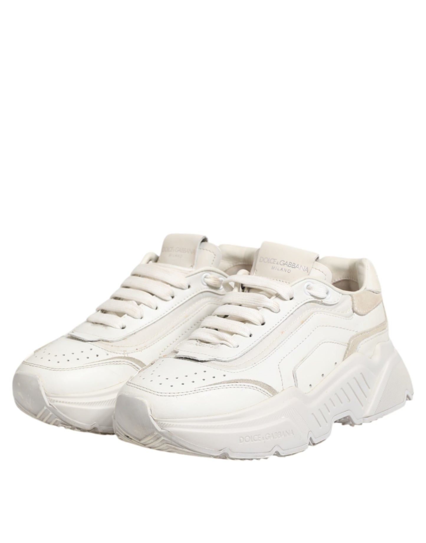Dolce & Gabbana White DAYMASTER Calf Leather Sneakers Shoes