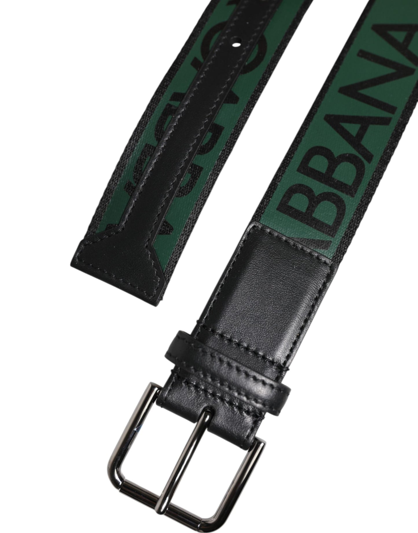 Dolce & Gabbana Green Black Polyester DG Logo Buckle Belt