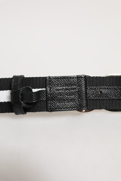 Dolce & Gabbana Black Cotton Gold Tone Metal DG Buckle Belt