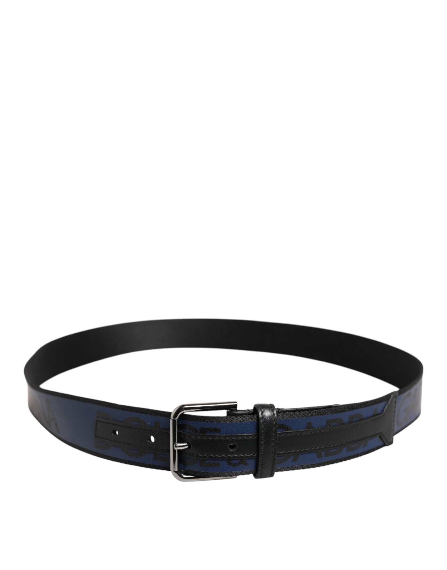 Dolce & Gabbana Blue Black Polyester Metal Buckle Belt