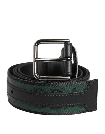 Dolce & Gabbana Green Black Polyester DG Logo Buckle Belt