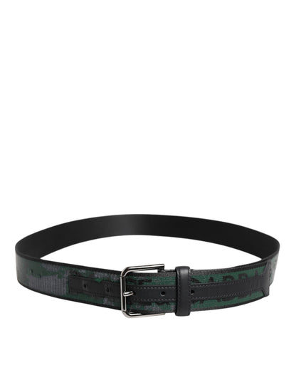 Dolce & Gabbana Green Black Polyester DG Logo Buckle Belt