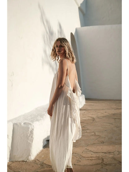 Syros Organic Cotton Floor-Sweeping Dress