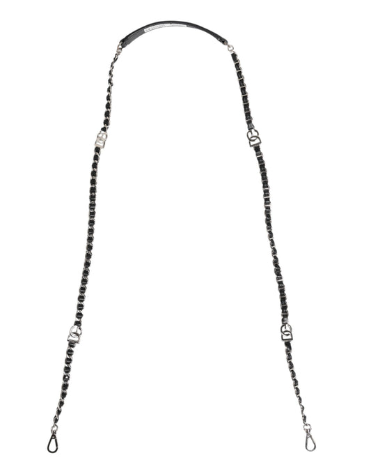 Dolce & Gabbana Black Leather DG Logo Chain Bag Shoulder Strap