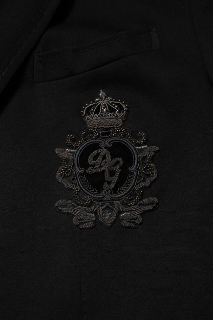 Dolce & Gabbana Black Viscose DG Crown Blazer Coat Jacket