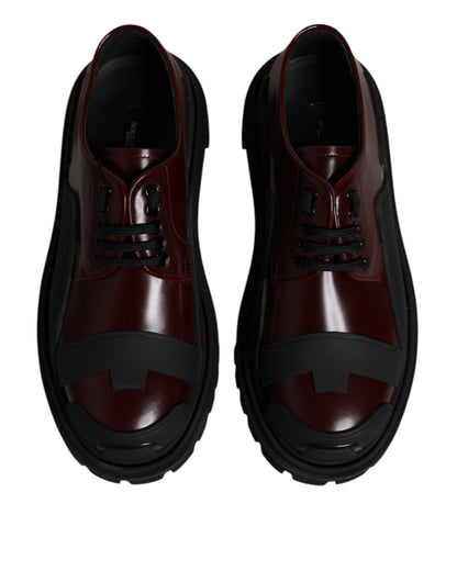 Dolce & Gabbana Red Leather Lace Up Trekking Dress Shoes