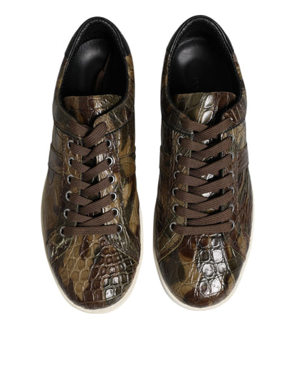 Dolce & Gabbana Brown Exotic Leather Low Top Sneakers Shoes