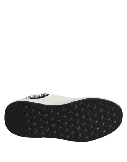 John Richmond White Rhinestone Embellished Sneakers Shoes