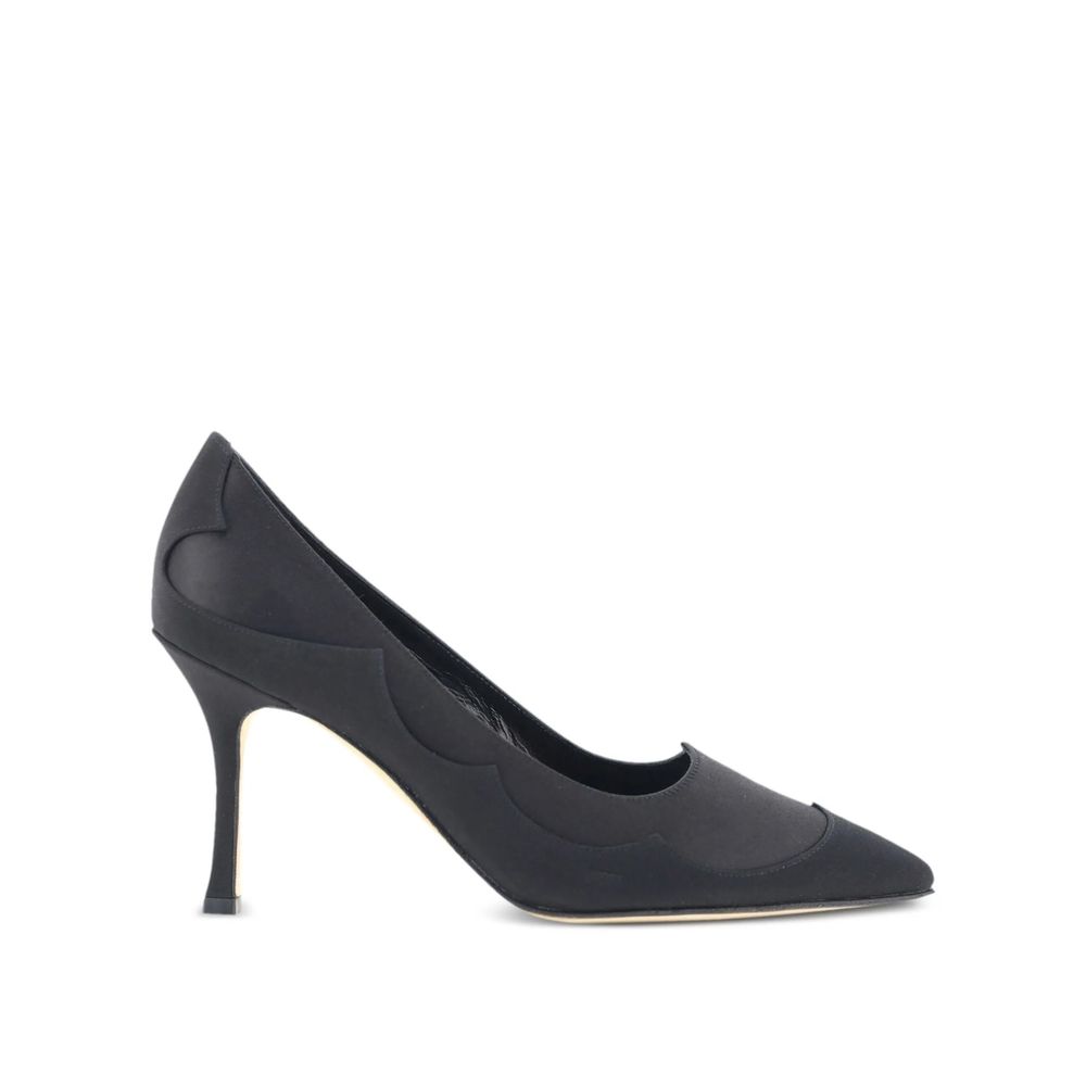 Manolo Blahnik Black Silk High Heel Pumps