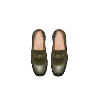 Dior Green Calfskin Slip-On Loafers