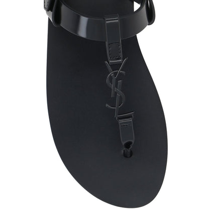 Saint Laurent Black Calfskin Flat Sandals