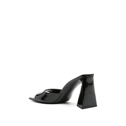 The Attico Black Calfskin Stiletto Heel Sandals