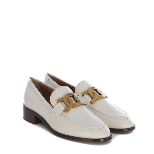 Tod's White Calfskin Slip-On Loafers