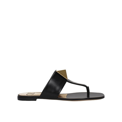 Valentino Garavani Black Calfskin Strap-On Sandals