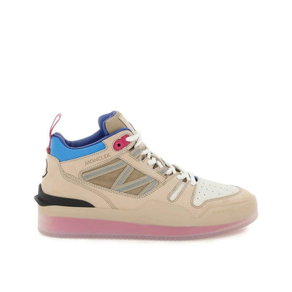 Moncler Beige Leather Platform Sneakers