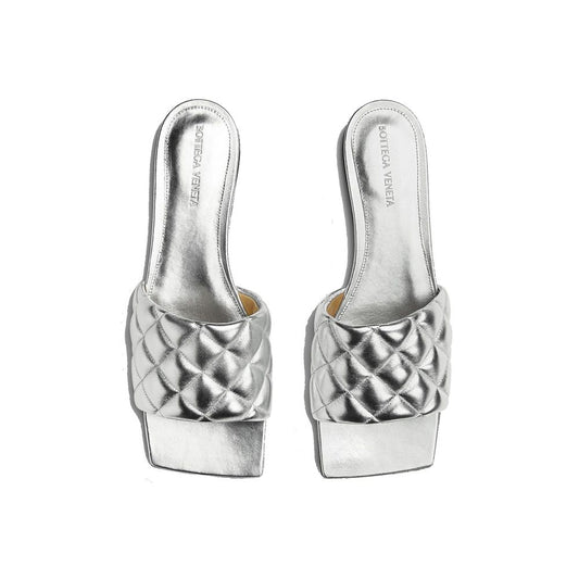 Bottega Veneta Silver Calfskin Slippers