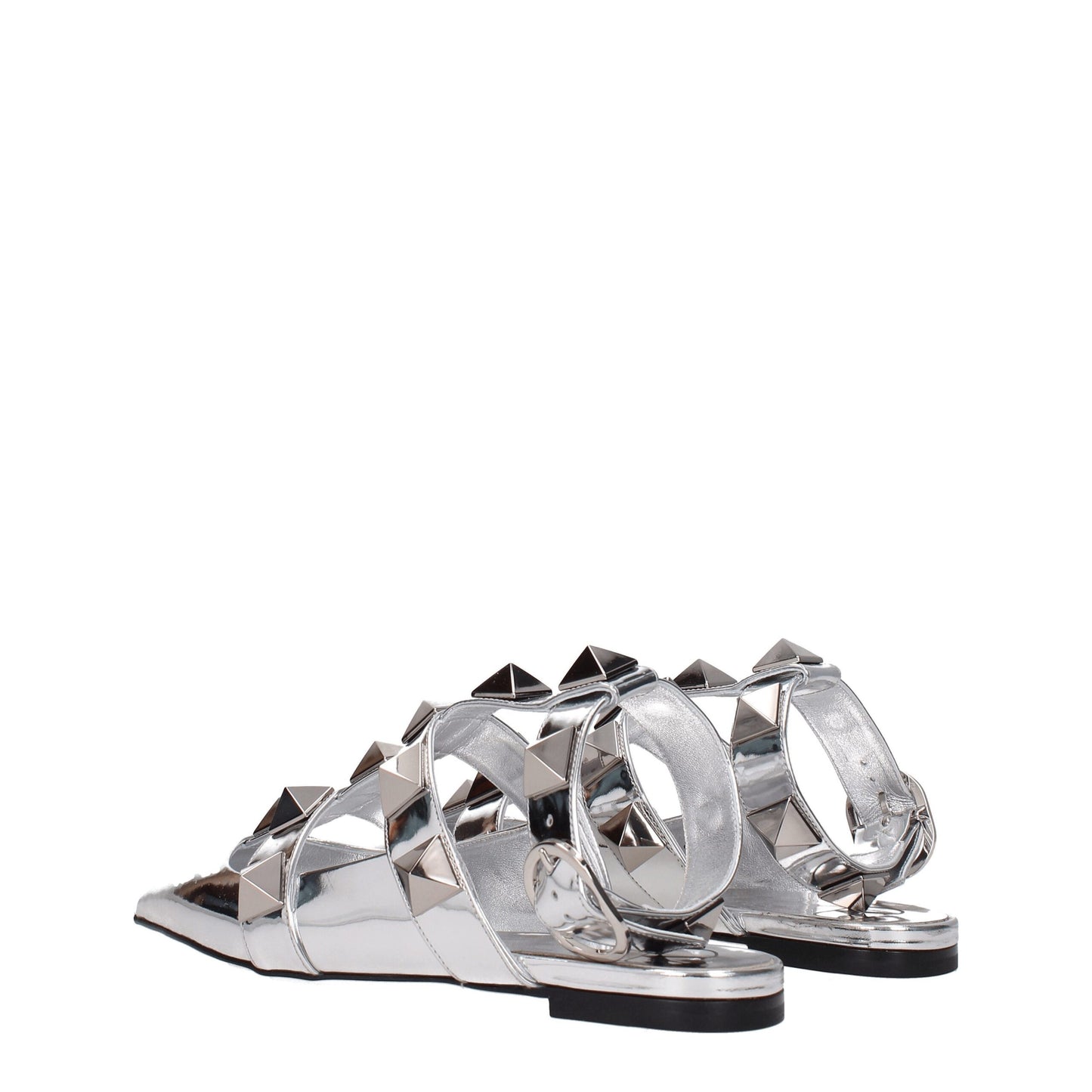 Valentino Garavani Gray Leather Flat Sandals