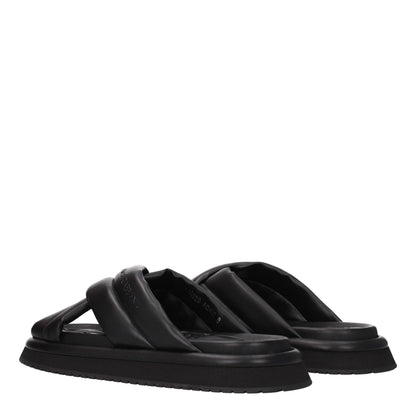 Dolce & Gabbana Black Leather Slippers