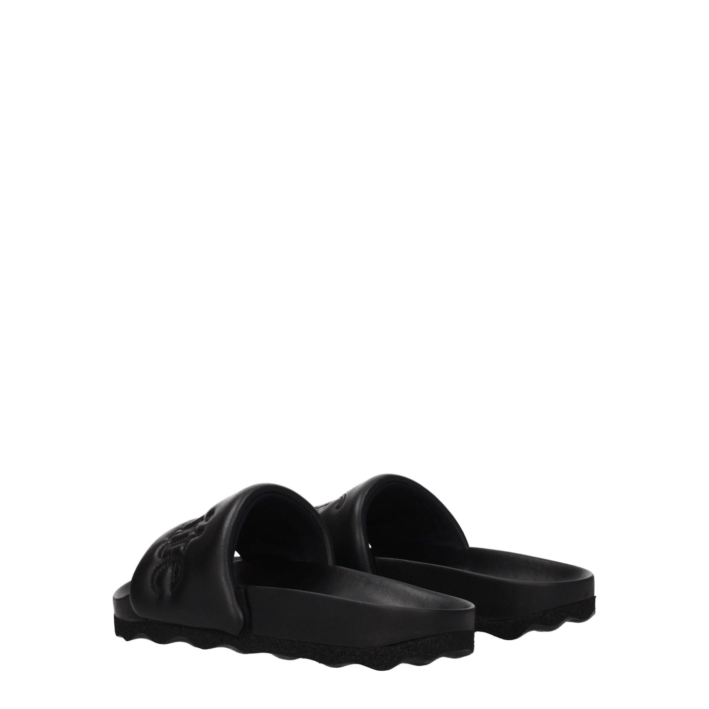 Off-White Black Leather Slippers