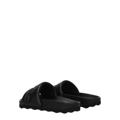 Off-White Black Leather Slippers