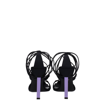 The Attico Black Fabric Stiletto Heel Sandals