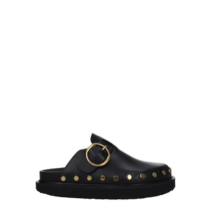 Isabel Marant Black Leather Slippers