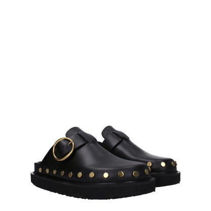 Isabel Marant Black Leather Slippers