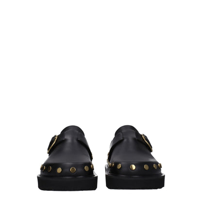 Isabel Marant Black Leather Slippers