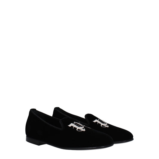 Palm Angels Black Velvet Slip-On Loafers