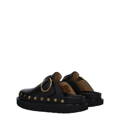 Isabel Marant Black Leather Slippers