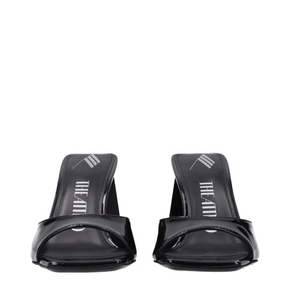 The Attico Black Leather Stiletto Heel Sandals