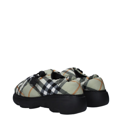 Burberry Green Fabric Slip-On Loafers