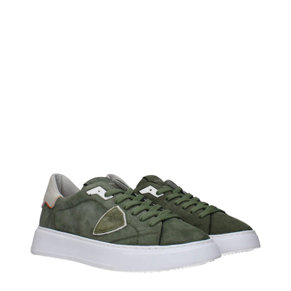 Philippe Model Green Leather Low Top Sneakers