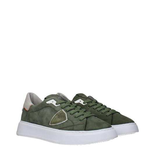Philippe Model Green Leather Low Top Sneakers