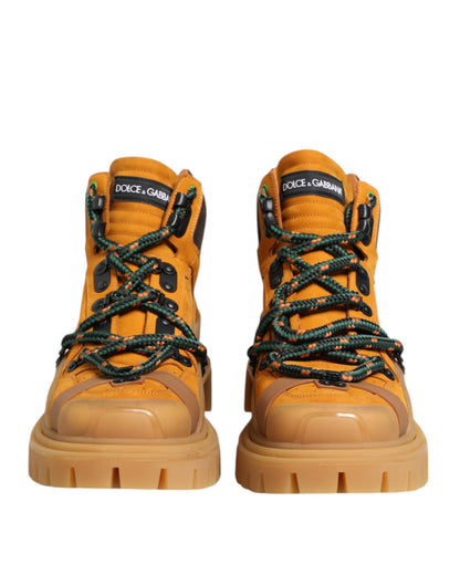 Dolce & Gabbana Orange Lace Up Trekking Ankle Boots Shoes