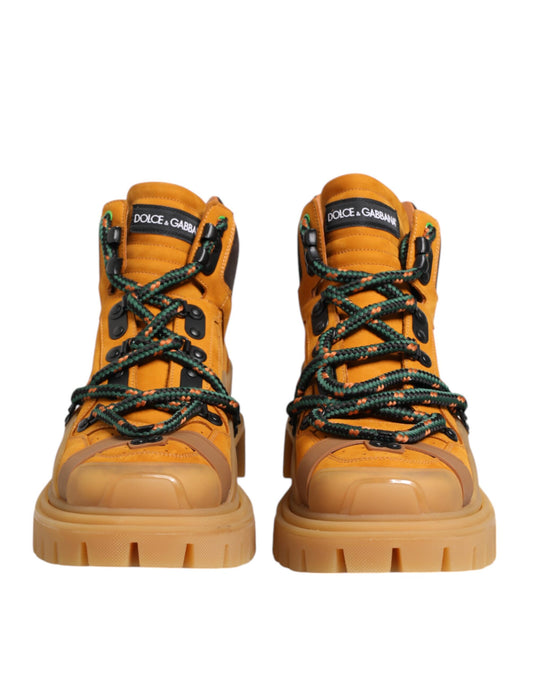 Dolce & Gabbana Orange Lace Up Trekking Ankle Boots Shoes