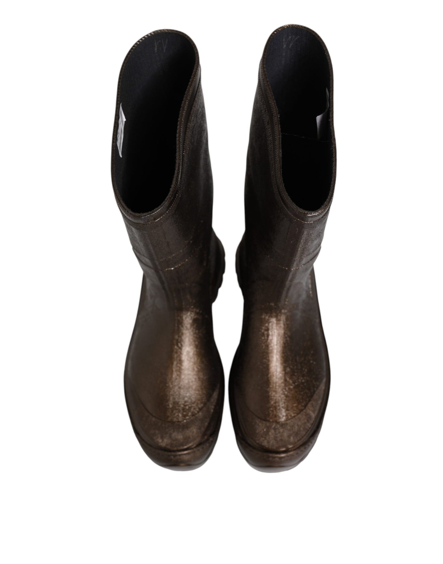 Dolce & Gabbana Metallic Brown Pull On Rain Boots Shoes