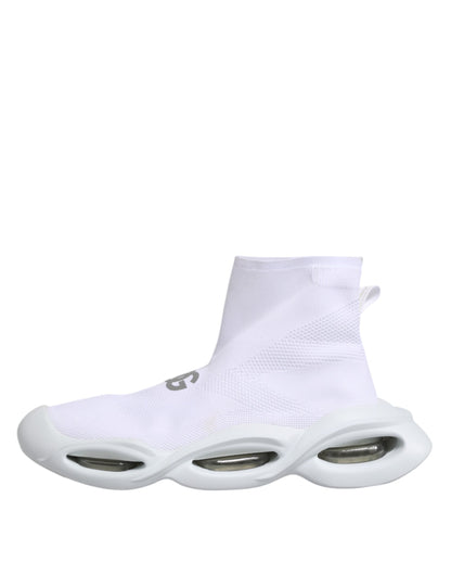 Dolce & Gabbana White Silver Slip On Wave Socks Sneakers Shoes