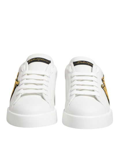 Dolce & Gabbana White Crown Patch Portofino Men Sneakers Shoes