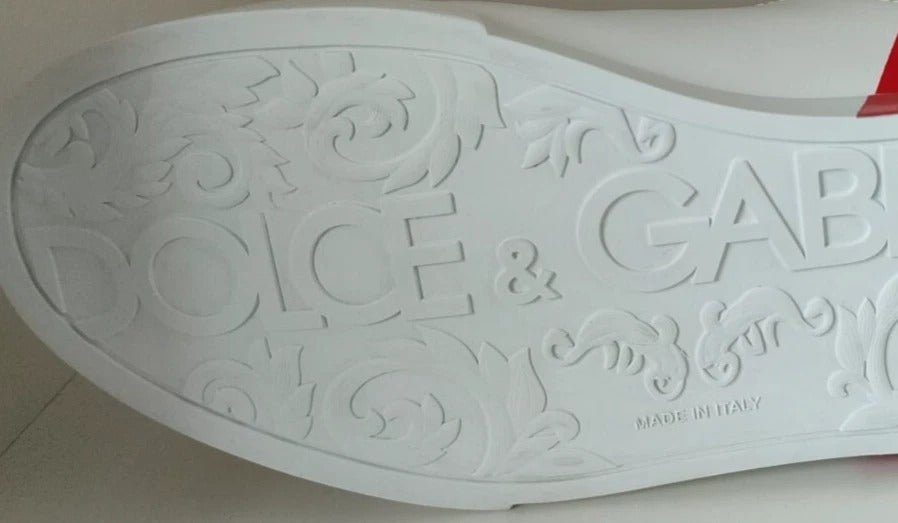 Dolce & Gabbana White Red Portofino Low Top Sneakers Shoes