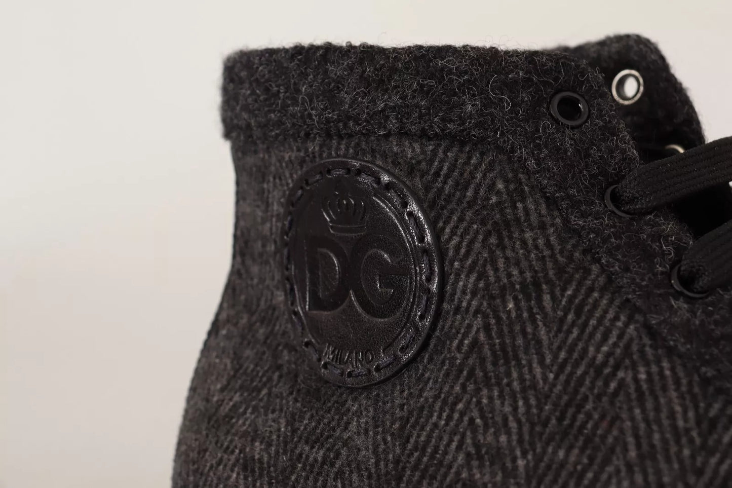 Dolce & Gabbana Gray Wool Cotton Casual High Top Sneakers