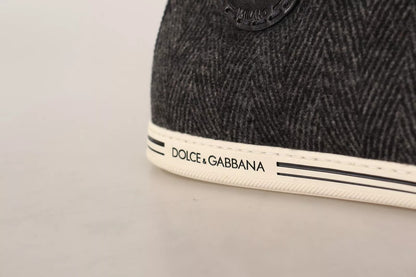 Dolce & Gabbana Gray Wool Cotton Casual High Top Sneakers