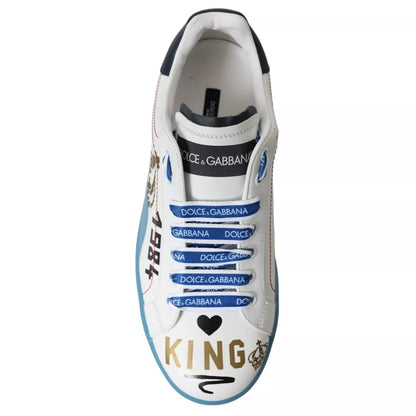 Dolce & Gabbana Blue White Printed Portofino Melt Sneakers