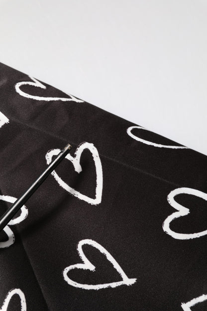 Dolce & Gabbana Black Polyester Heart Print Bomber Jacket