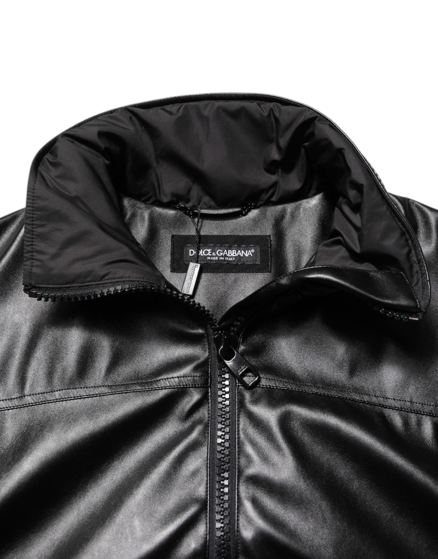 Dolce & Gabbana Black Polyester Logo Plaque Bomber Jacket