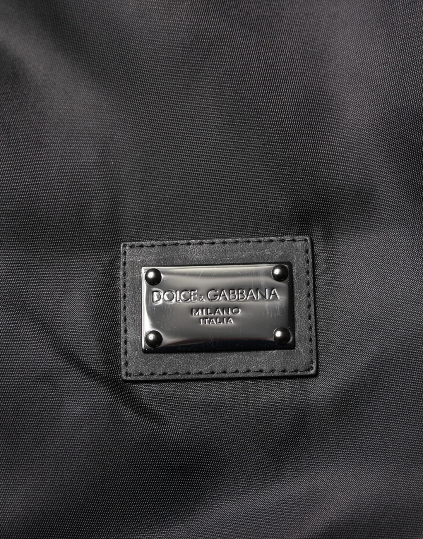 Dolce & Gabbana Black Polyester Logo Plaque Bomber Jacket
