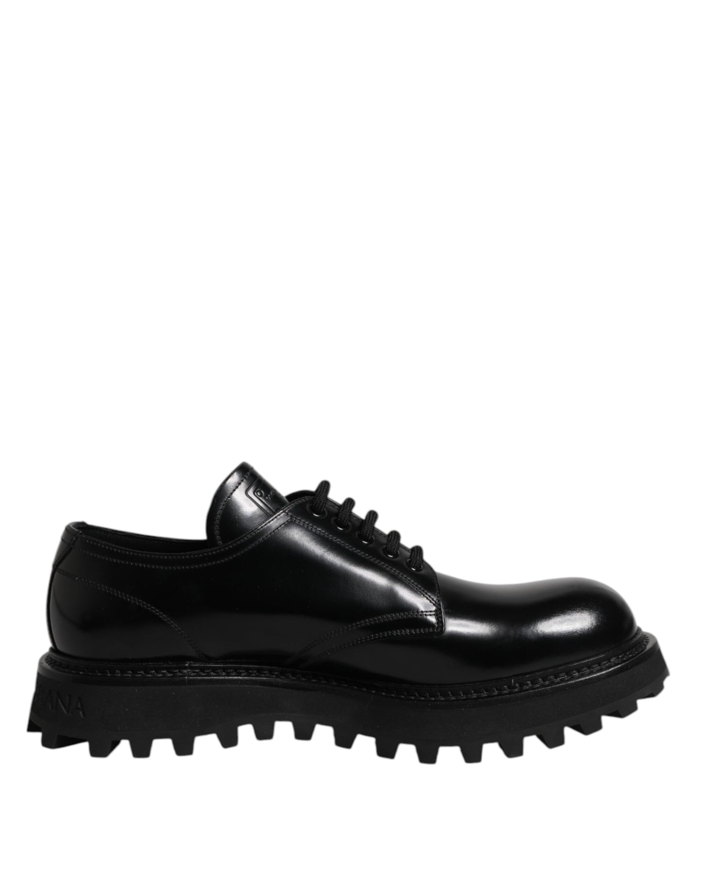 Dolce & Gabbana Black Leather Lace Up Trekking Dress Shoes
